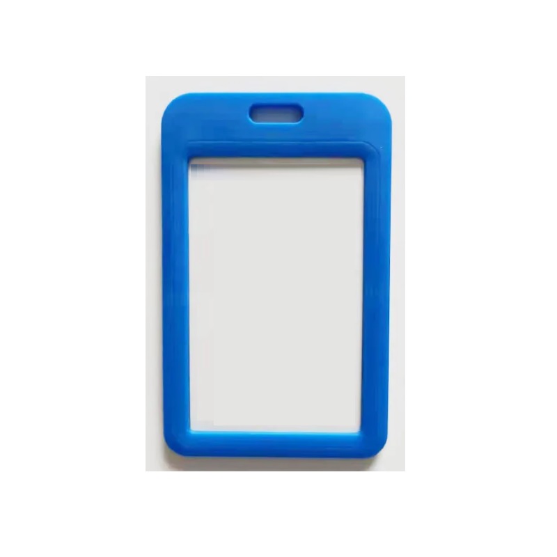 Picture of Blue 86x54 mm Card holder / carrying case hard plastic / Badge holder. Clear on both sides. (vertical / portrait). 60270348