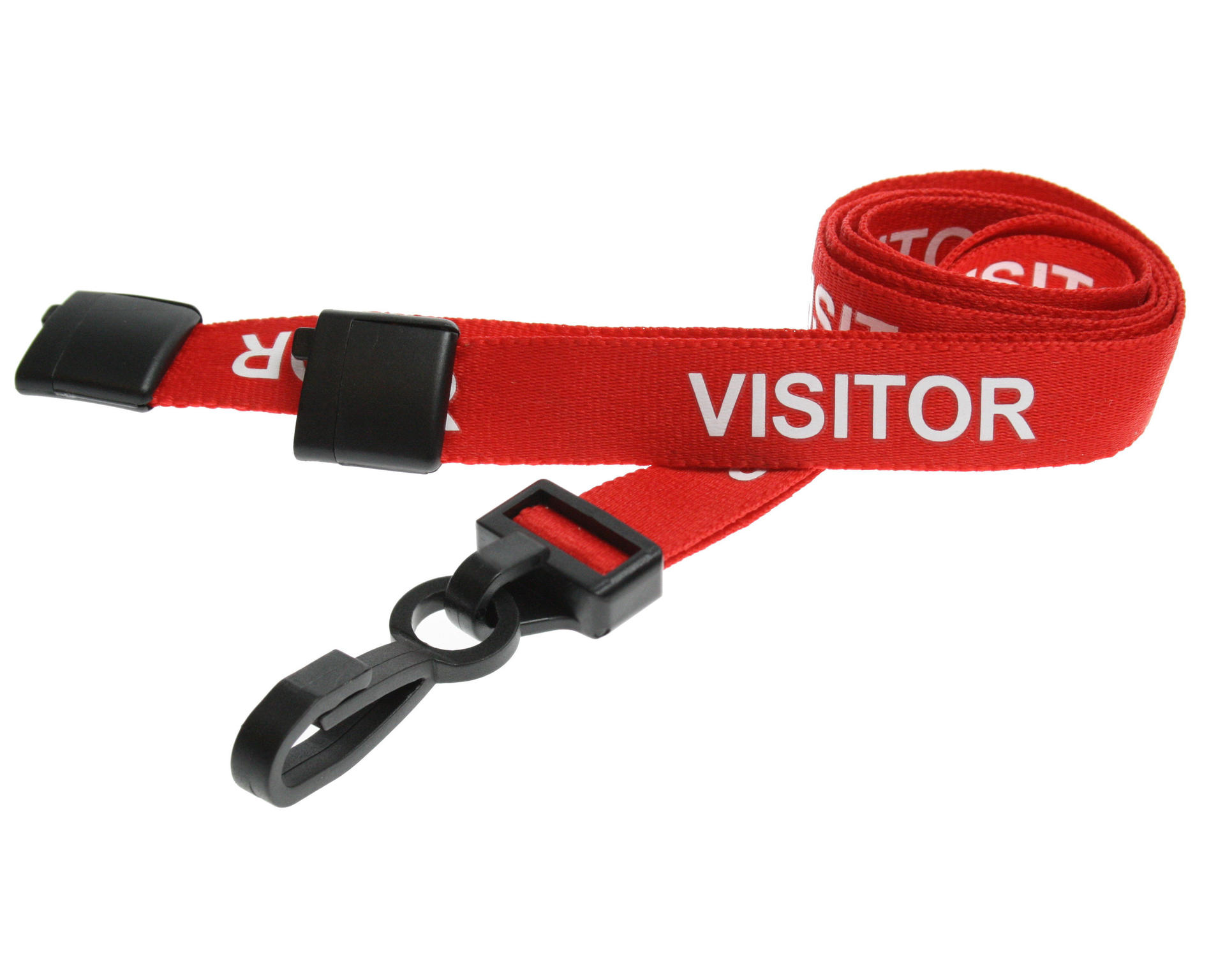 Bilde av Visitor red lanyard / keyhanger 15 mm with plastic J clip. 60270604 (DE,SE,NO,FI,RO,PL)